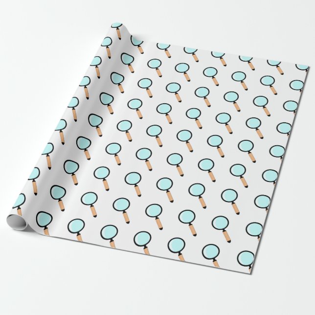 Cartoon Style Magnifying Glass Wrapping Paper (Unrolled)