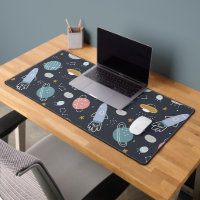 Cartoon Style Planets and Space Rockets Pattern