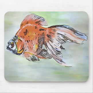 Cartoon Style Ryukin Goldfish Acrylic Painting Mouse Mat