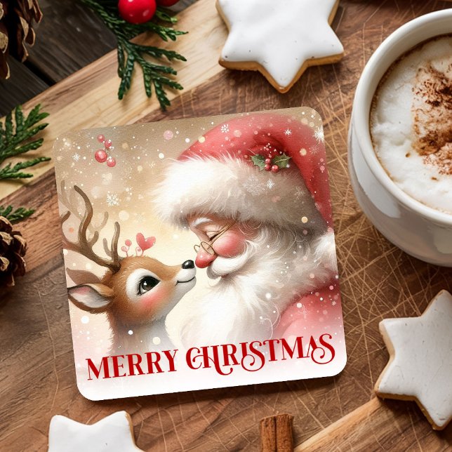 Cartoon Style Santa and Rudolph Holiday Coasters (Cartoon Style Santa and Rudolph Holiday Coasters)