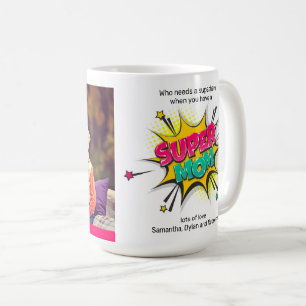 Cartoon Style Super Mum Add Your Photo Mothers Day Coffee Mug