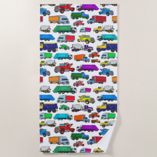 Cartoon-style Truck Illustrations Beach Towel