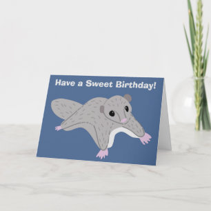 Cartoon Sugar Glider Illustration Custom Birthday Card