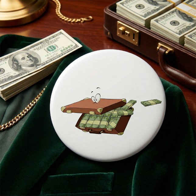 Cartoon Suitcase Full of Money Cash Bundles 7.5 Cm Round Badge (Creator Uploaded)