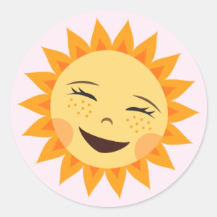Cartoon sun adorable pink stickers for girls