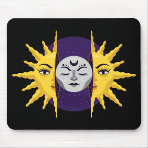 Cartoon Sun and Moon Symbol Mouse Mat