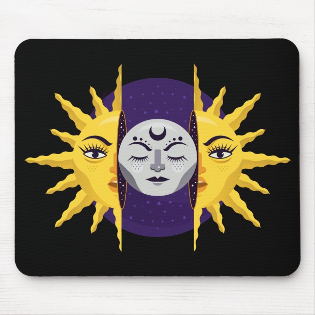 Cartoon Sun and Moon Symbol Mouse Mat (Front)
