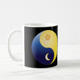 Cartoon Sun and Moon, Yin and Yang Symbol Coffee Mug