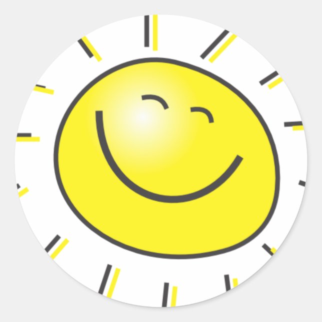 Cartoon Sun Round Sticker (Front)