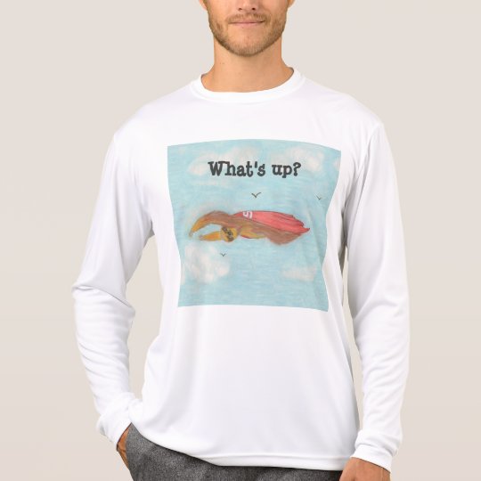 cartoon super sloth flying with red cape T-Shirt