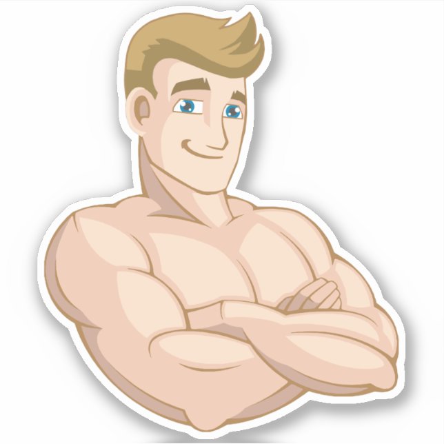 Cartoon Surfer Dude Beach Boy Shirtless Muscle Man (Front)