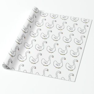 Cartoon Swan Graceful White Bird Design Wrapping Paper