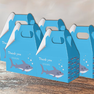 Cartoon swimming shark kid birthday blue favour bo box