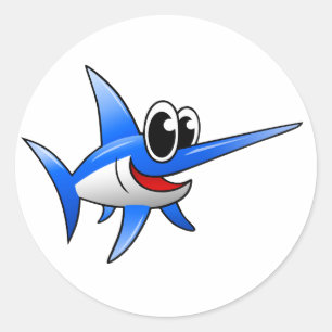 Cartoon Swordfish Classic Round Sticker