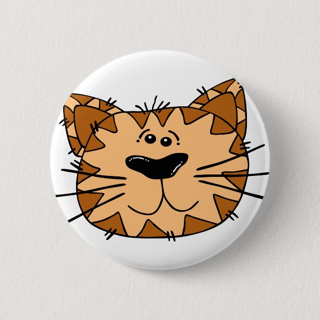 Cartoon Tabby Cat Face 6 Cm Round Badge (Front)