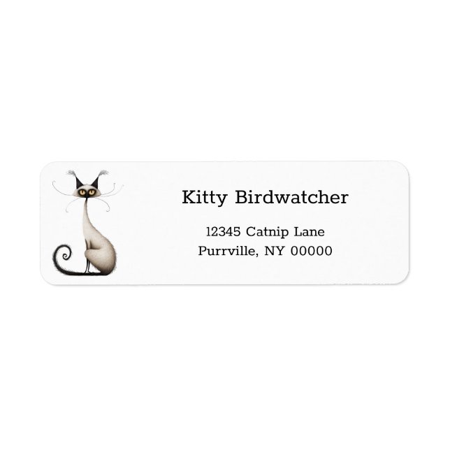 Cartoon Tan Siamese Cat Funny Return Address (Front)