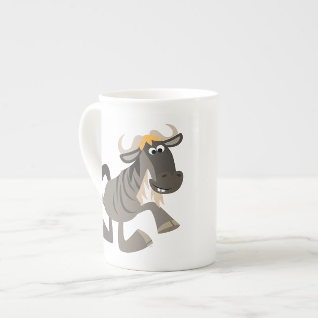 Cartoon Tap Dancing Wildebeest Bone China Mug (Front Left)