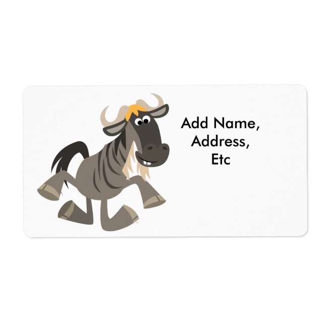 Cartoon Tap Dancing Wildebeest Shipping Label (Front)