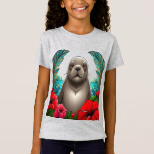 Cartoon Tattoo Art Of Hawaiian Monk Seal T-Shirt