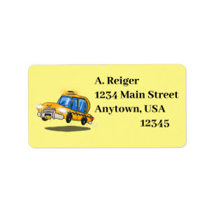 Cartoon Taxi Cab Label