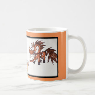 Cartoon team penning cow horse mug