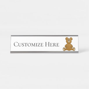 Cartoon Teddy Bear Desk Name Plate