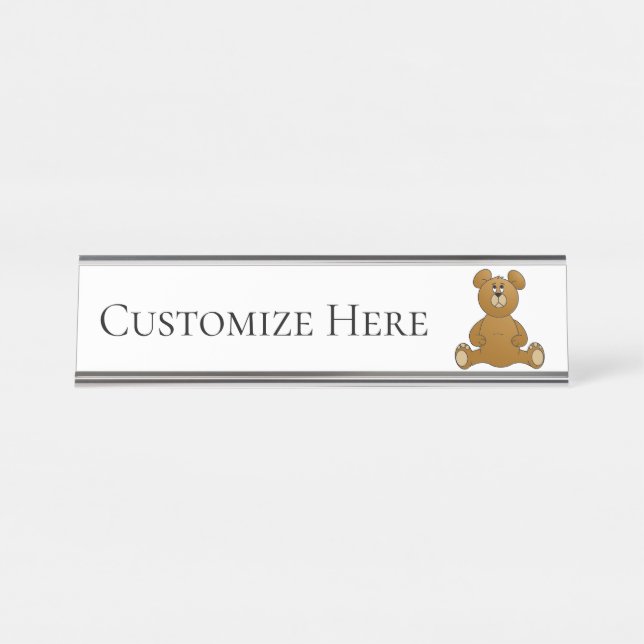 Cartoon Teddy Bear Desk Name Plate (Front)