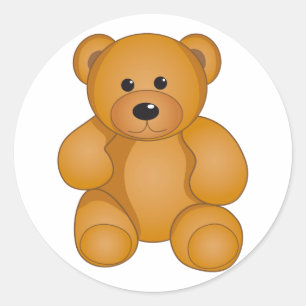 Cartoon Teddy Design Classic Round Sticker
