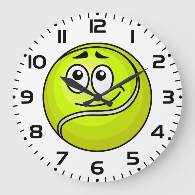 Cartoon Tennis Ball Emoji Face Happy Sports Large Clock (Front)