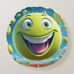Cartoon Tennis Ball Round Pillow – Whimsical Fun