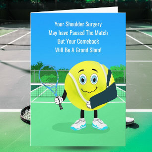 Cartoon Tennis Ball Shoulder Surgery Get Well Card