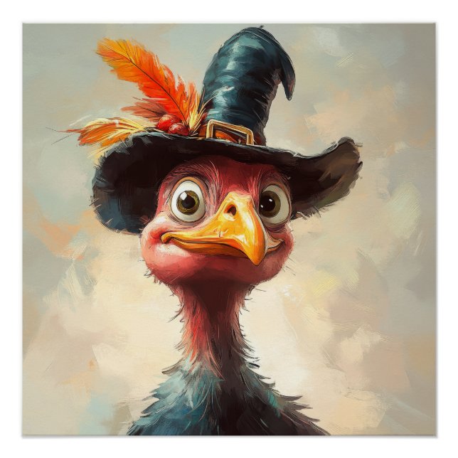 Cartoon Thanksgiving Turkey Poster (Front)
