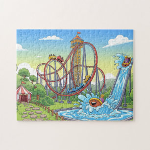 Cartoon Theme Park Adventure – Nature & Water Spla Jigsaw Puzzle