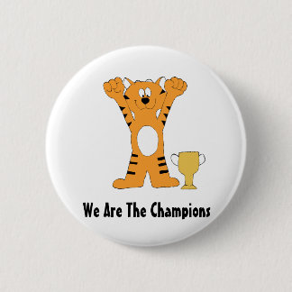 Cartoon Tiger Champion With Trophy 6 Cm Round Badge