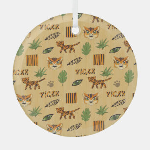 Cartoon Tiger: Cheerful Children's Pattern. Glass Tree Decoration