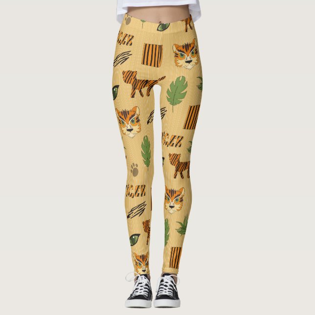 Cartoon Tiger: Cheerful Children's Pattern. Leggings (Front)