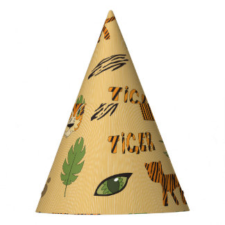 Cartoon Tiger: Cheerful Children's Pattern. Party Hat