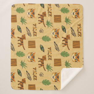 Cartoon Tiger: Cheerful Children's Pattern. Sherpa Blanket