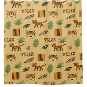 Cartoon Tiger: Cheerful Children's Pattern. Shower Curtain