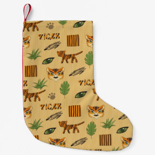 Cartoon Tiger: Cheerful Children's Pattern. Small Christmas Stocking