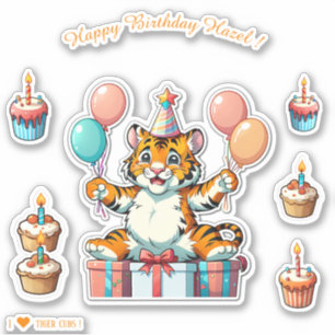 Cartoon Tiger Cub - Happy Birthday Personalized