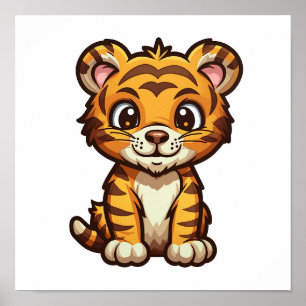 Cartoon tiger illustration poster