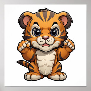 Cartoon tiger illustration poster