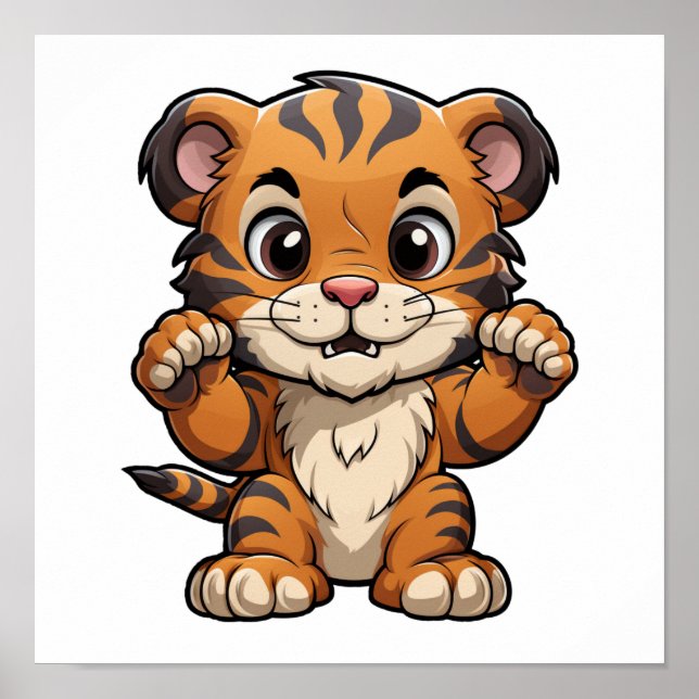 Cartoon tiger illustration poster (Front)