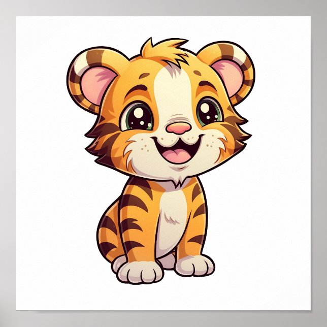 Cartoon tiger illustration poster (Front)