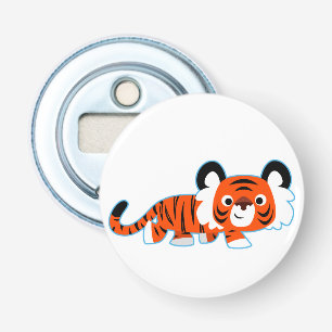 Cartoon Tiger on The Prowl Button Bottle Opener