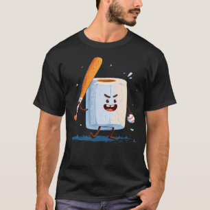 Cartoon Toilet Paper With Baseball Bat Costume T-Shirt