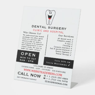 Cartoon Tooth Logo, Dentistry, Dentist Advertising Pedestal Sign