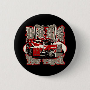 Cartoon tow truck 6 cm round badge