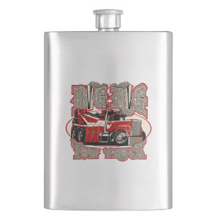 Cartoon tow truck hip flask
